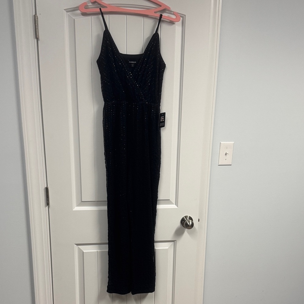 Express Black Sequin Jumpsuit